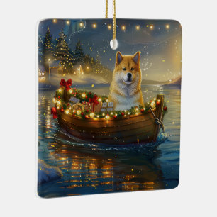 Amerikaanse Akita kerstvakantie Keramisch Ornament