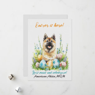 Amerikaanse akita Waterverf paashond mam vader Feestdagenkaart