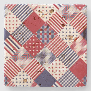 Amerikaanse Amerikaan Diagonal Red White & Blue Qu Stenen Onderzetter