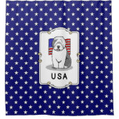 Amerikaanse Amerikaanse vlag Oude Engelse Sheepdog Douchegordijn (Voorkant)