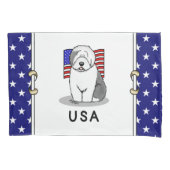 Amerikaanse Amerikaanse vlag Oude Engelse Sheepdog Kussensloop (Voorkant-Links)