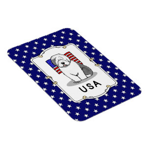 Amerikaanse Amerikaanse vlag Oude Engelse Sheepdog Magneet