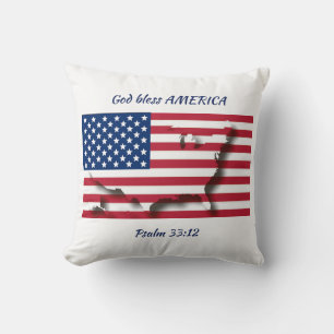 Amerikaanse AMERIKAANSE VLAG Patriottische scripts Kussen