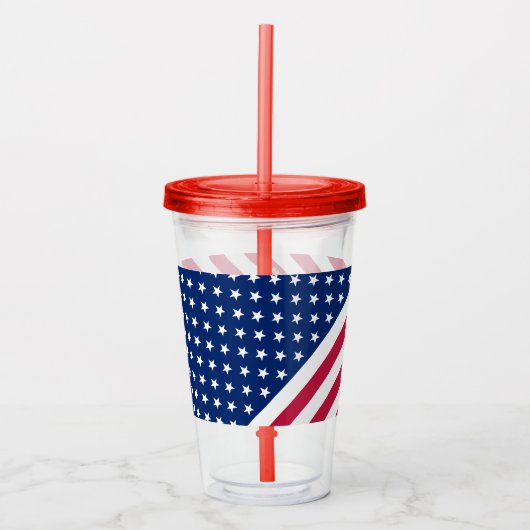 Amerikaanse Amerikaanse vlag Stripes Custom Monogr Acryl Drinkbeker (Voorkant)
