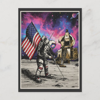 Amerikaanse astronaut patriottische levendige kleu briefkaart