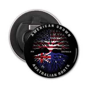Amerikaanse AUSTRALIAANSE Roots AUSTRALIË Vlag Button Flesopener