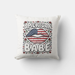 Amerikaanse Babe Patriottische Vintage Gravure Des Kussen