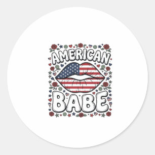 Amerikaanse Babe Patriottische Vintage Gravure Des Ronde Sticker