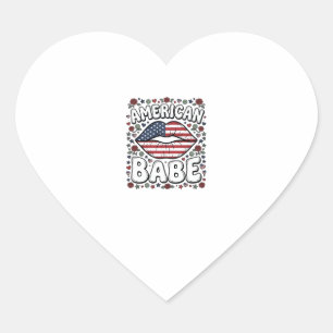 Amerikaanse Babe Patriottische Vintage Gravure Ont Hart Sticker