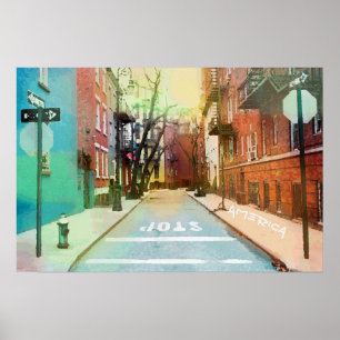 Amerikaanse backstreet scene Urban Pop Art Poster