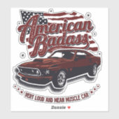 Amerikaanse badas zeer luid gemiddelde spierwagen sticker (Vel)