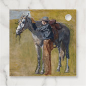 Amerikaanse Badlands: Old West Cowboy met paard Bedankjes Labels (Achterkant)