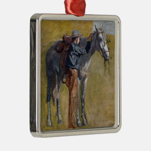 Amerikaanse Badlands: Old West Cowboy met paard Metalen Ornament (Rechts)