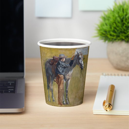 Amerikaanse Badlands: Old West Cowboy met paard Papieren Bekers (Insitu)