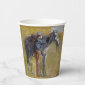 Amerikaanse Badlands: Old West Cowboy met paard Papieren Bekers (Voorkant)