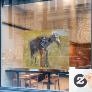 Amerikaanse Badlands: Old West Cowboy met paard Raamsticker