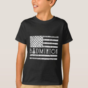 Amerikaanse Badminton Usa Vlag Shuttle Grappige Pa T-shirt