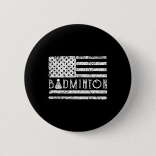 Amerikaanse Badminton Vlag Shuttles Funny Patriot Ronde Button 5,7 Cm