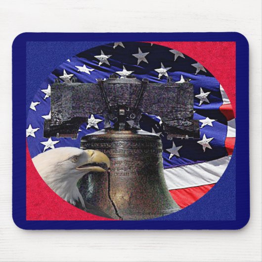 Amerikaanse Bald Eagle, Bell en Flag Muismat (Voorkant)