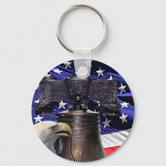 Amerikaanse Bald Eagle, Bell en Flag Sleutelhanger (Voorkant)