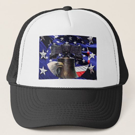 Amerikaanse Bald Eagle, Bell en Flag Trucker Pet (Voorkant)