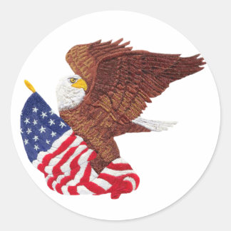 Amerikaanse Bald Eagle en Amerikaanse vlag Ronde Sticker