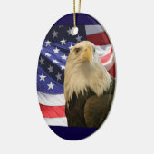 Amerikaanse Bald Eagle en vlag Keramisch Ornament (Links)