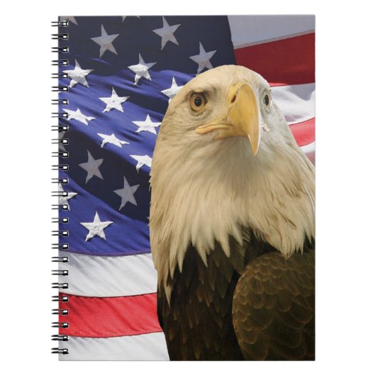 Amerikaanse Bald Eagle en vlag Notitieboek (Voorkant)