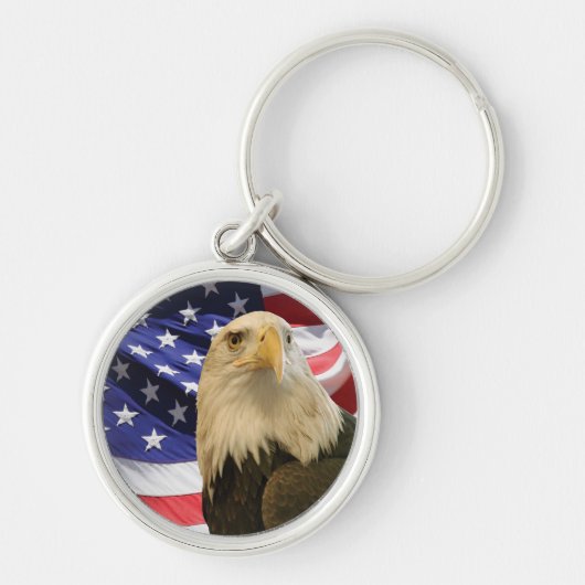 Amerikaanse Bald Eagle en vlag Sleutelhanger (Voorkant)