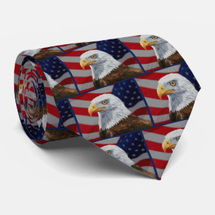 Amerikaanse Bald Eagle en vlag Stropdas