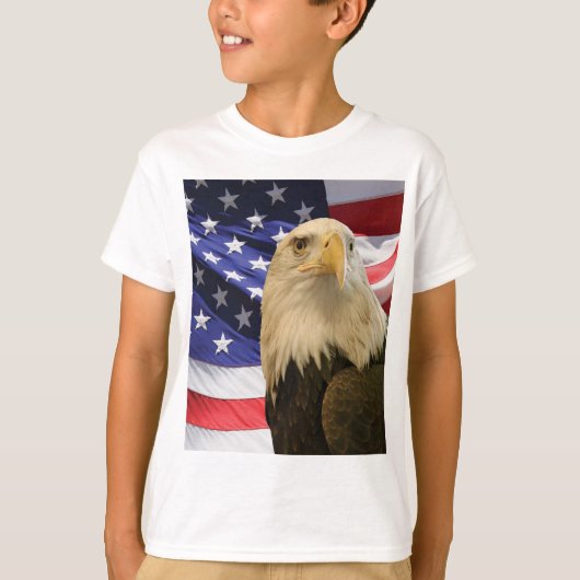 Amerikaanse Bald Eagle en vlag T-shirt (Voorkant)