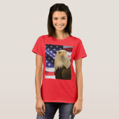 Amerikaanse Bald Eagle en vlag T-shirt (Voorkant volledig)