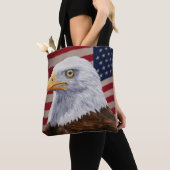 Amerikaanse Bald Eagle en vlag Tote Bag (Dichtbij)