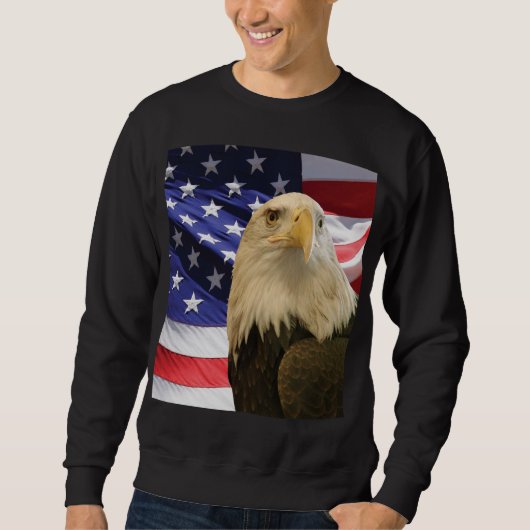 Amerikaanse Bald Eagle en vlag Trui (Voorkant)