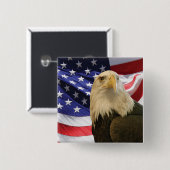 Amerikaanse Bald Eagle en vlag Vierkante Button 5,1 Cm (Voorkant /achterkant)