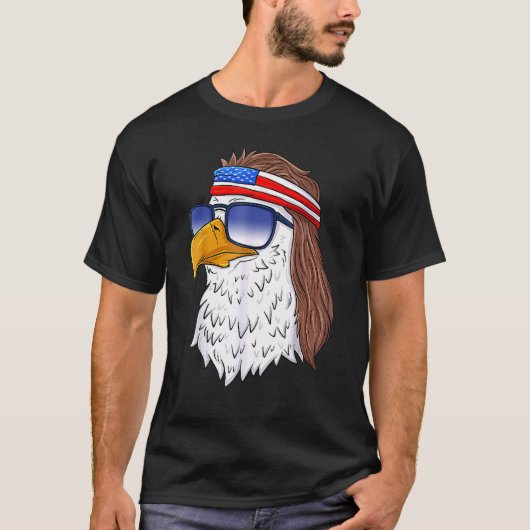 Amerikaanse Bald Eagle Mullet 4 juli Verenigde Sta T-shirt (Voorkant)