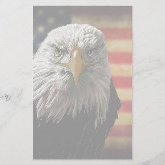 Amerikaanse Bald Eagle over de vlag van Grunge Briefpapier (Voorkant)