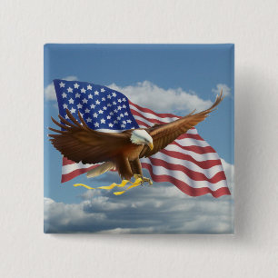 Amerikaanse Bald Eagle Vierkante Button 5,1 Cm