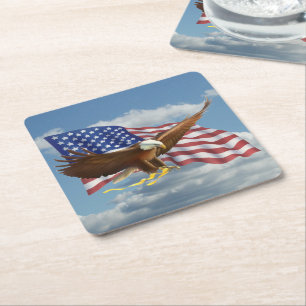 Amerikaanse Bald Eagle Vierkante Kartonnen Onderzetter