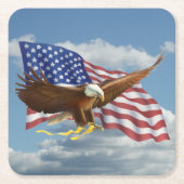 Amerikaanse Bald Eagle Vierkante Kartonnen Onderzetter (Voorkant)