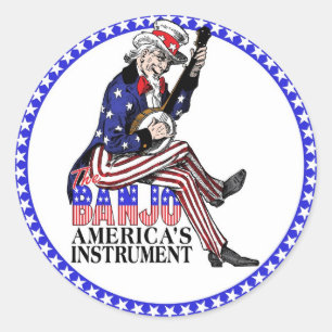 Amerikaanse banjo-sticker ronde sticker