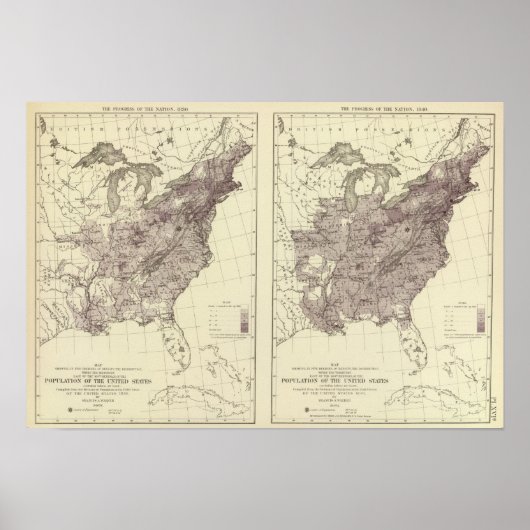 Amerikaanse bevolking 1830-1840 poster (Voorkant)