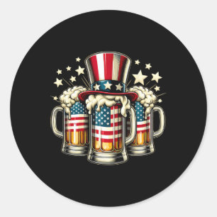 Amerikaanse Biervlag Verenigde Staten 4 Juli Parti Ronde Sticker
