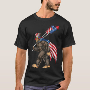 Amerikaanse Bigfoot vuurwerk 4 juli Sasquatch T-shirt