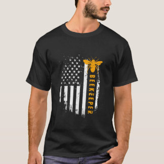 Amerikaanse bijenteler vlag Sparen bijenbijenkorve T-shirt
