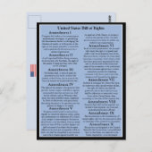  Amerikaanse Bill of Rights/1st 10-amendementen Briefkaart (Voorkant / Achterkant)