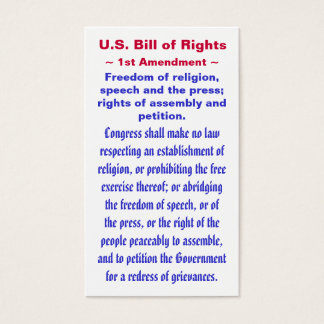 Amerikaanse Bill of Rights, ~ Eerste (1e) Amendeme Visitekaartje