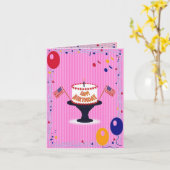 Amerikaanse Birthday Cake Kaart (Gele Bloem)