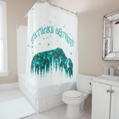 Amerikaanse Bison Moon Star Galaxy Blauwgroen Whit Douchegordijn (In situ)