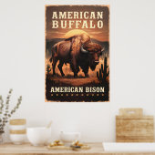 Amerikaanse bizon bij zonsondergang poster (Keuken)